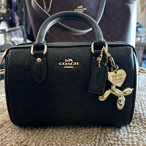 Coach Black Leather Signature Mini  Rowan Satchel